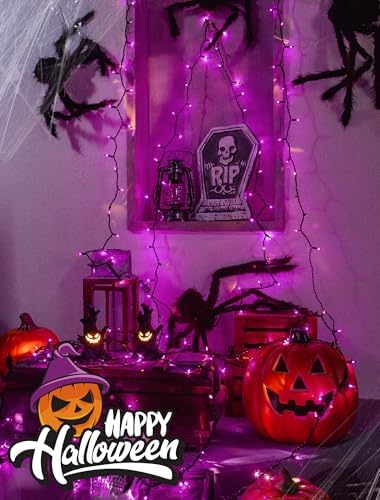 woohaha Purple Halloween Mini String Lights,11FT 50 Count with Black Wire - Image 2