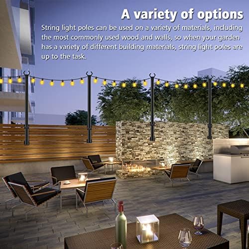 Beizelte 2 Pack 5Ft String Light Poles,Outside String Lights,Outdoor Light Poles,Metal Poles Stand for Patio,Backyard,Deck - Image 6