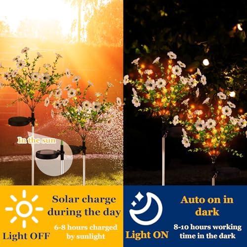 Glooglitter 2 Pack Milky Solar Flower Stake Light Outdoor Garden, Violet - Image 5