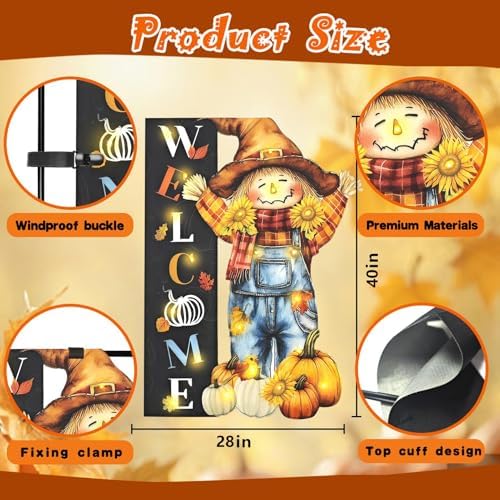 Thanksgiving Garden Flag, Scarecrow Fall Porch Decor, 28x40 In - Image 4