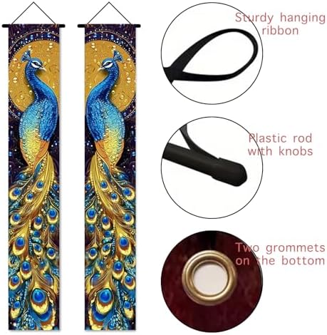 Nuxovilar Peacock Design Porch Banners Set 12x70 Inches Polyester - Image 3