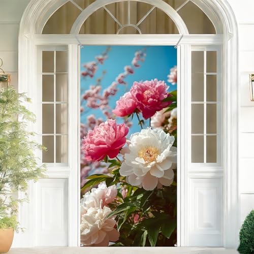 Front Door Covers Decorative, Spring Flower Design Door Curtain 70.8 x 35.4 Inch for Porch Outdoor Indoor Home Decor (Colorful-251) - Image 4