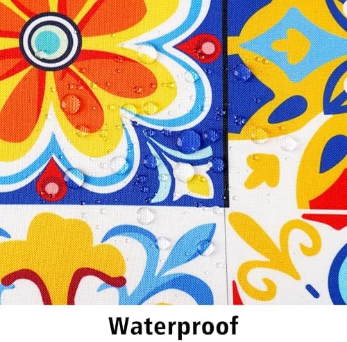 Outdoor Tablecloth with Umbrella Hole and Zipper, Round Patio Table Covers for Spring/Summer, Machine Washable Outdoor Picnic Table Cloth (Talavera, 60" Round) - Image 3