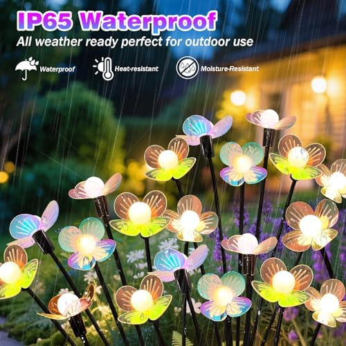 MRHEPHAESTUS Solar Garden Lights, 6 Pack 36 LED Solar Swaying Flower Light, Waterproof Firefly Lights Outdoor Fairy Light for Garden Patio Yard Pathway Flower Bed Decoration - Image 4