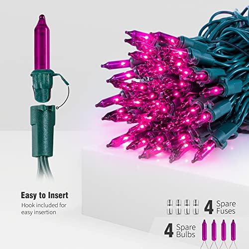 Hopolon Purple Halloween String Lights,2PACK Total 100Count 26FT,Green Wire - Image 2