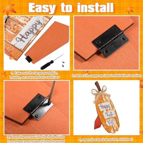 GlikCeil 5 Pcs Fall Pumpkin Signs Happy Fall Outdoor Thanksgiving Decor - Image 3