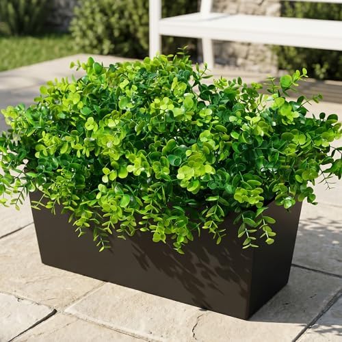 Artificial Faux Outdoor Plants for Spring Summer Decoration, 12 Bundles Fake Plastic Eucalyptus UV Resistant Look Real Fake Plants for Planter Outside Front Door Porch Patio Balcony Garden Indoor Yard - Image 3