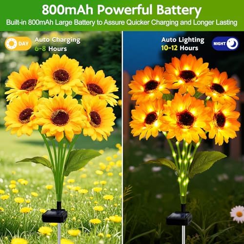 Solar Sunflower Lights Outdoor Garden Decor, 6 Pack Solar Flowers Lights with 36 Sunflowers, Waterproof Decorative Stake Lights Auto ON/Off for Garden Yard Patio Backyard - Image 3