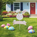 Easter Decorations Outdoor Metal Bunny Decorative Garden Stakes Happy Easter Decor Outdoor 3D Spring Yard Decor Farmhouse Rabbit for Home Outside Lawn Front Porch Happy Easter Yard Sign by LatestLeaderinHomeDecor