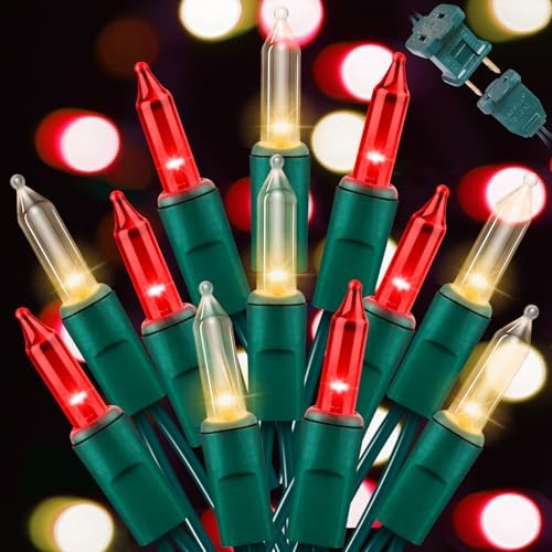 LAMPHOME 100 Count Red Clear Christmas Lights, Green Wire 20Ft Incandescent Holiday String Light Set for Indoor Outdoor Use Christmas Tree, Halloween, Valentine Wedding Lighting Decoration by ULL