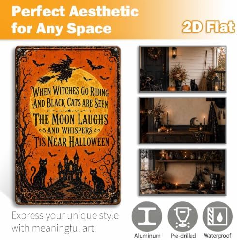 Halloween Poem Metal Art Sign When Witches Go Riding Wall Decor - Image 2
