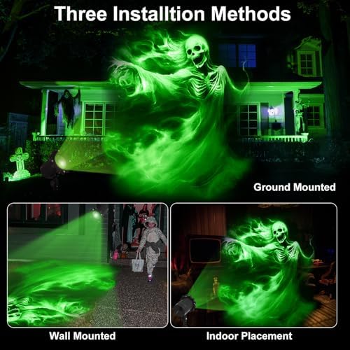 Treela Halloween Projector Light Outdoor Ghost Decoration, Dynamic, Green - Image 6