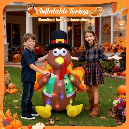 Evoio Thanksgiving 4 FT Inflatable Blow up Turkey Outdoor Yard Decorations - Image 3