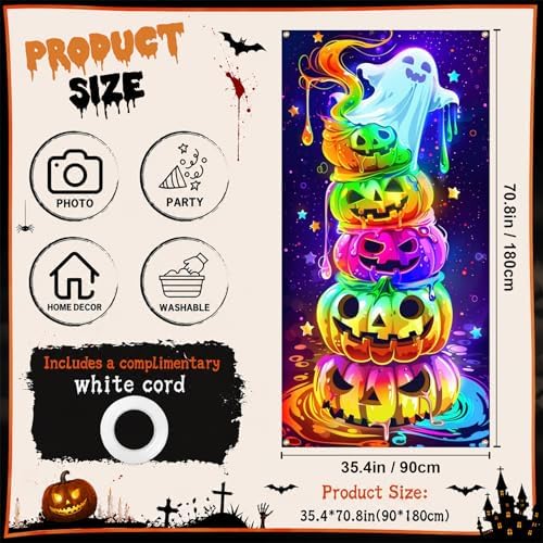 35.4" x 70.8" Halloween Door Cover, Haunted House Front Door Decor - Image 2