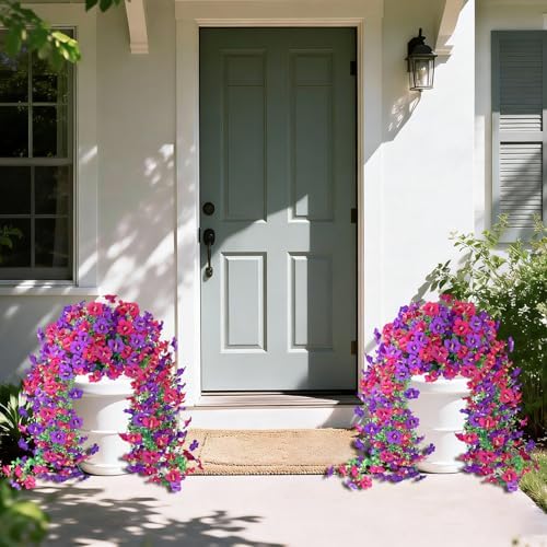 Vibrant Silk Artificial Flowers for Outdoors with Realistic UV Resistant Fake Plants,Includes 2 PCS of Spring Garden Decor Set for Hanging, Patio, Front Porch, Yard Decorations Outdoor - Image 3
