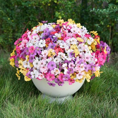 24 Bundles Artificial Flowers for Outdoor Faux Plants for Spring Summer Decoration, UV Resistant Realistic Silk Plastic Fake Flowers Garden Porch Patio Balcony Yard Front Home Decor by StymedecaArtificialFlowers