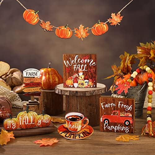 Ferraycle 12 Pcs Fall Tiered Tray Decor Set Autumn Table Decorations - Image 2
