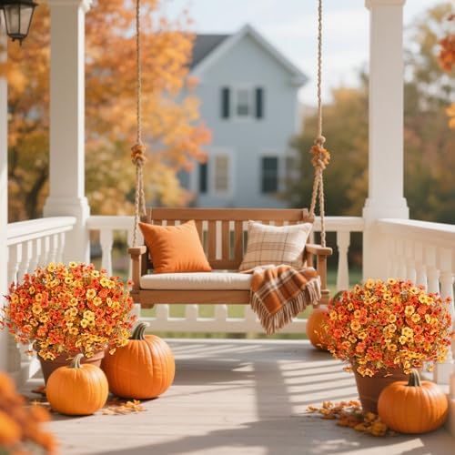 24 Pcs Artificial Fall Flowers Fake Mums for Outdoor Decorations, Mixed - Image 6