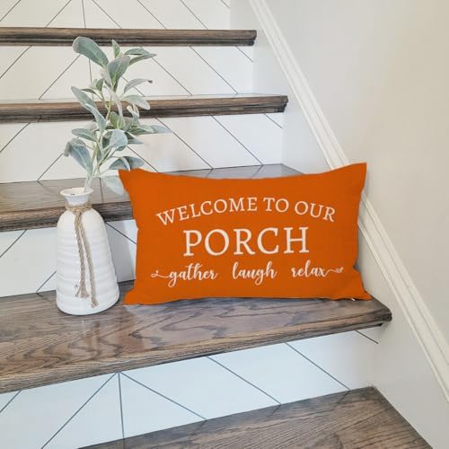 PANDICORN Outdoor Throw Pillow Covers 12x20 Set of 2 Fall Decor, Orange - Image 7