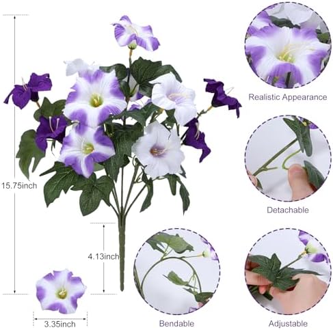 Geegoods Artificial Petunias Flowers for Outdoors, 8 Bundles UV Resistant - Image 3