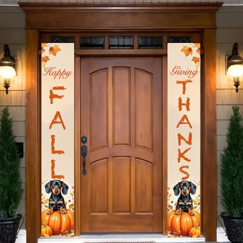 BlissYard Happy Fall Door Banner 12 x 71 Inch Dachshund Pumpkin - Image 6