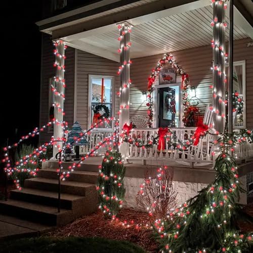 LJLNION 300 LED Valentines Lights, Extra Long 98.5FT Christmas String Lights Outdoor Indoor, 8 Lighting Mode, Plug in Waterproof Fairy Light for Wedding Party Bedroom Garden Decorations (Red & White) - Image 2
