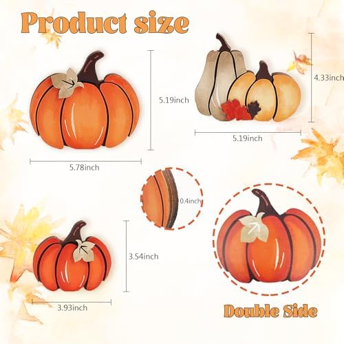 3PCS Wooden Pumpkin Set, Fall Decor Thanksgiving Table Centerpiece - Image 2