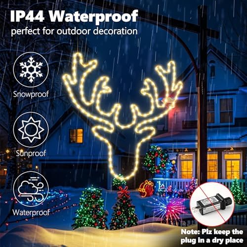Jyoiat 32-Inch Christmas Reindeer Lights Outdoor with Timer Wall Decor - Image 5