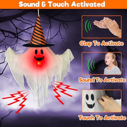 Light up Halloween Animatronics Hanging Ghost Decorations - Image 3