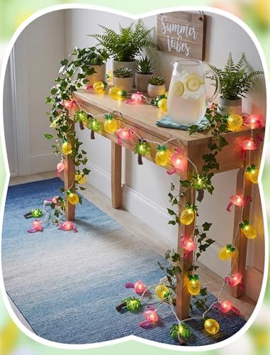 8.5FT Hawaiian Tropical String Lights 10LED Plug in Fairy Lights – Flamingo Pineapple Palm Tree, Waterproof Connectable Outdoor Lights for Luau Party Beach Pool Patio Indoor Summer Decor, UL Listed - Image 4