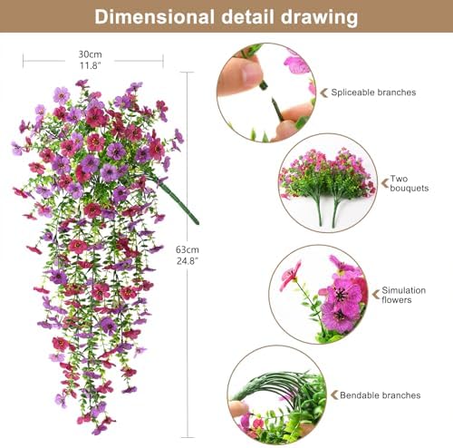 ZFProcess Artificial Fake Hanging Flowers Plants for Outdoor Spring Decor - Image 2
