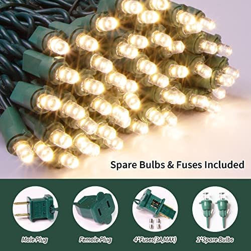 LAMPHOME 300 LED Warm White Christmas Lights, 64.8 Ft Ultra Bright Waterproof Christmas Mini Tree String Lights with Green Wire for Indoor and Outdoor Use, Christmas Trees, Holidays, Patios Garden - Image 2