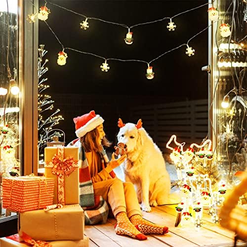 Zhanmai 2 Pcs Christmas Snowman Snowflake String Lights 10ft 20 LED - Image 5