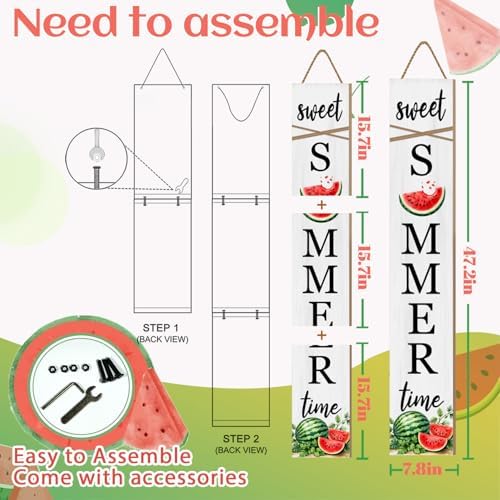 Summer Watermelon Porch Sign Sweet Summer Time Welcome Sign For Front Porch, Cute Fruit Home Decor Welcome Sign for Indoor Outdoor Garden Wooden Vertical Sign For Patio Front Door Wall Yard - Image 7