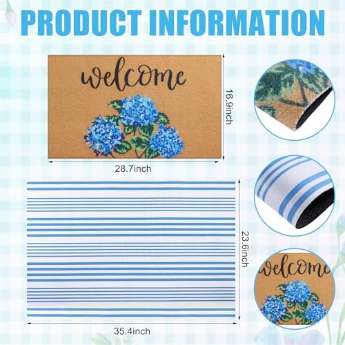 Tinideya 2 23.6 X 35.4 Inches Blue Flower Blue and White - Image 2