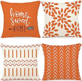 YCOLL Fall Pillow Covers 22x22 Set of 4, Modern Sofa Throw Pillow Cover for Fall Decor, Decorative Outdoor Linen Fabric Pillow Case for Couch Bed Car, Orange by PillowCoversExpert
