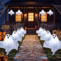 Halloween Ghost Pathway Lights 11.5FT, 4 White Glowing Ghost Garden Stakes by Kivonfa