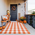 MUBIN Fall Decor Cotton Buffalo Plaid Rug, 4' x 6' Orange White Outdoor Rug Decorative Mat, Washable Large Halloween Doormat Foldable Area Rug for Outdoor Patio Indoor Living Room Dining Room Kitchen by MUBIN