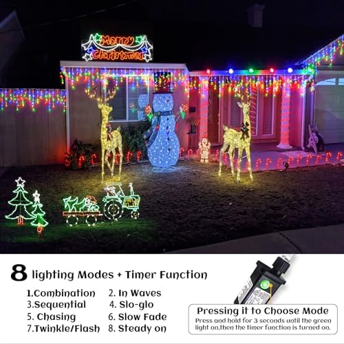132ft Christmas Lights Outdoor 1280LED Icicle Lights for Outside Multicolor - Image 2