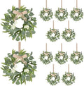 12 Pcs Green Artificial Eucalyptus Swag Wreaths Spring Summer Wreath with White Berries Mini Green Kitchen Cabinet Wreaths with Ribbon for Front Door Porch Wall Window Farmhouse Decoration by Unknown
