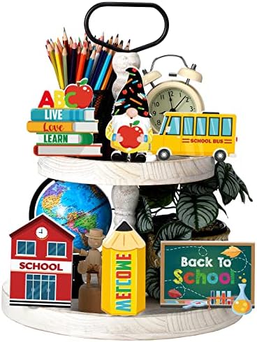 Tradder 6pcs Back to School Table Decorations Back School Tiered Tray Decor by Tradder