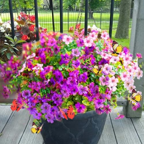 Yastouay 12 Bundles Artificial Flowers for Outdoors Decoration UV Resistant by Yastouay