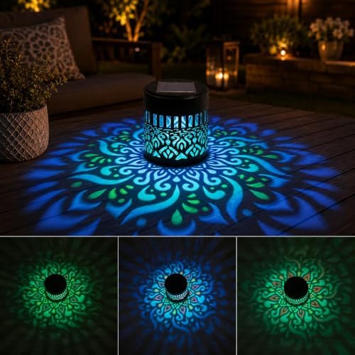 Solar Mandala Lights Outdoor Wall Seven Color Projector 2 Pack - Image 2