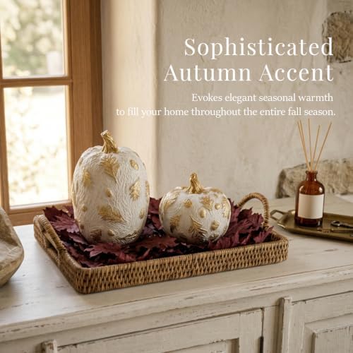Fall Pumpkin Decor Set - White & Gold Harvest Festival Table Decor - Image 6