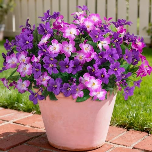 Fake Artificial Flowers for Outdoors 6 PCS Azalea Bouquet Silk Flowers for Outside UV Resistant Faux Flowers Plants for Outdoor Planters Realistic Spring Home Front Door Patio Garden Porch Decor - Image 4
