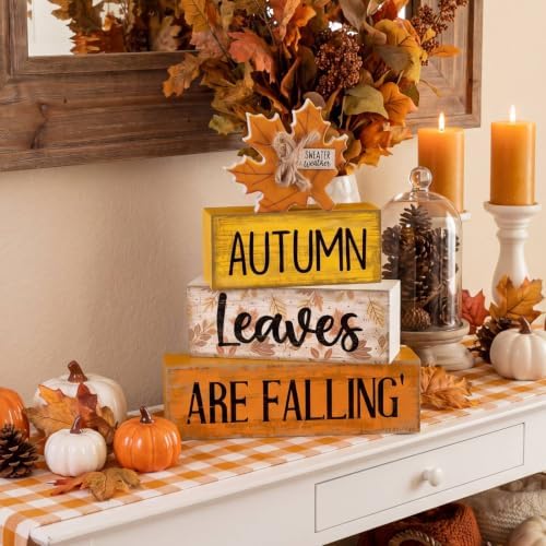 Lineshading 4 Pcs Fall Table Decorations Wooden Autumn Maple Leaf Decor - Image 4