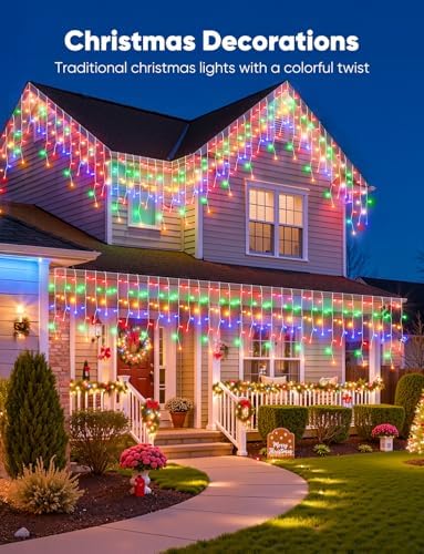 Icicle Lights Outdoor,40 FT 432 LED Icicle Christmas Lights with 81 Drops - Image 6