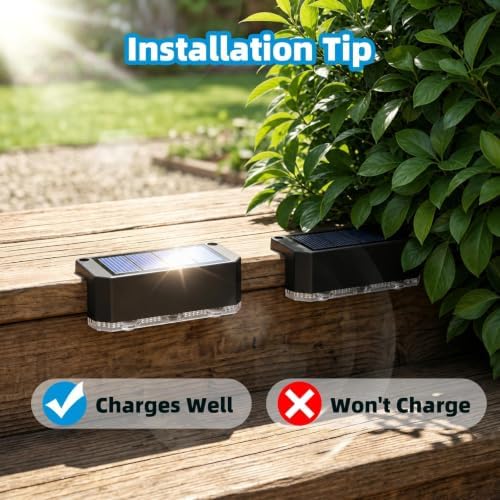 Peasur 12 Pack Solar Fence Lights Outdoor, Deck Light Solar Powered, IP65 Waterproof Led Riling Solar Lights for Outside Step Yard, Cool White - Image 5