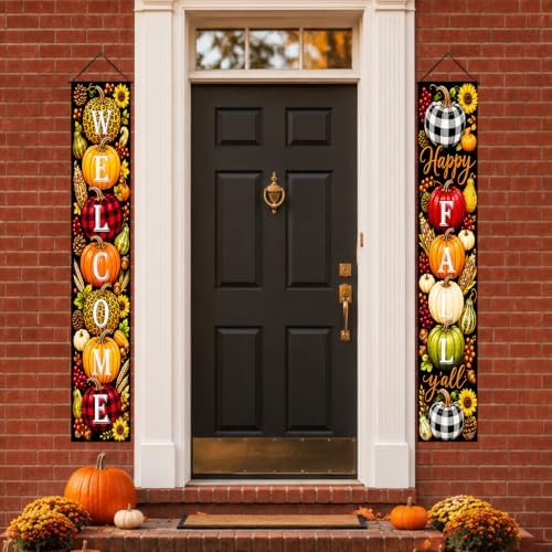 IVN Welcome Fall Pumpkin Porch Banners 12x71 Inch Set of 2 - Image 7