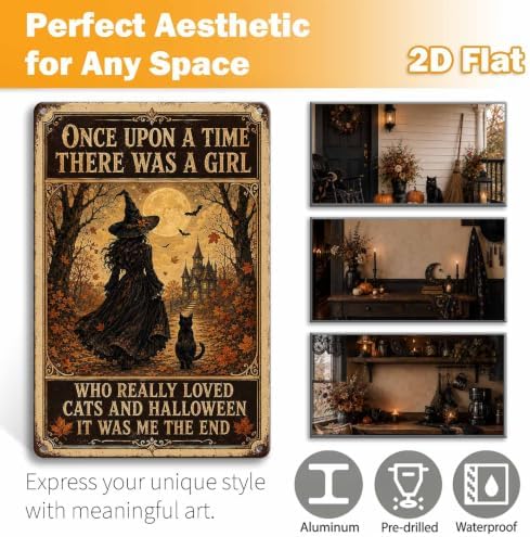 Halloween Metal Art Sign Girl Who Loved Cats Vintage Wall Decor - Image 2